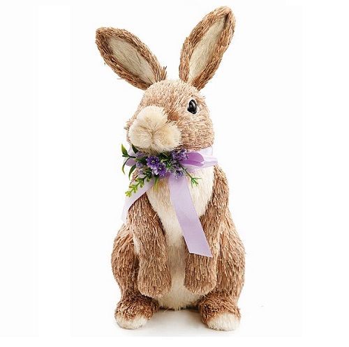 COELHO PALHA CANELINHA SENTADO C/LACO LILAS 25CM