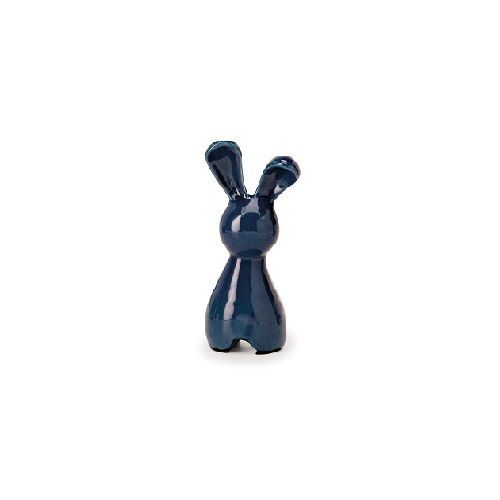 ESCULTURA COELHO EM CERAMICA  AZUL 16x7x5.5CM
