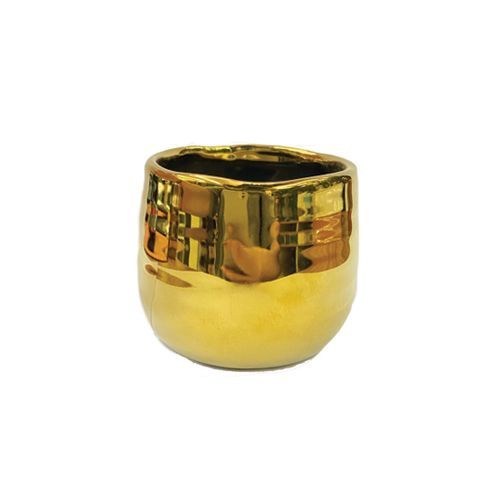VASO CACHEPOT DOURADO CERAMICA 7.3CM