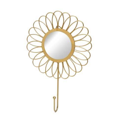 GANCHO FLOR ESPELHO DOURADO