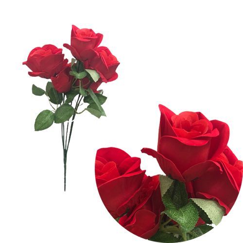 BUQUE DE ROSA VELUDO X5 40CM