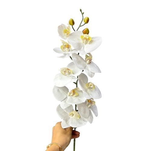 GALHO ORQUIDEA BRANCA PREMIUM SILICONE X9 90CM