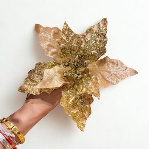 POINSETTIA DOURADO VELUDO 20X19CM