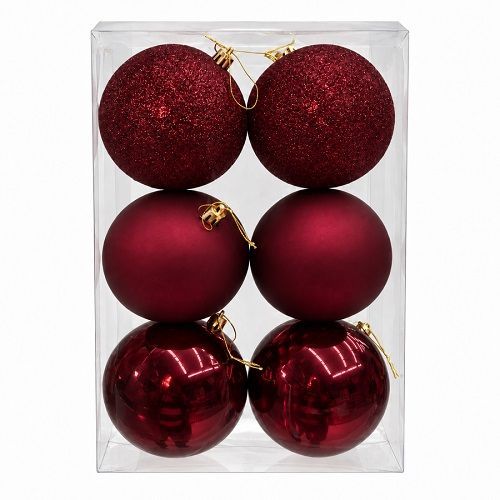 BOLA DE NATAL BORDO BURGUNDY 10CM X6