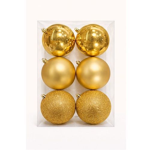 BOLA DE NATAL MISTA DOURADO 10CM X6