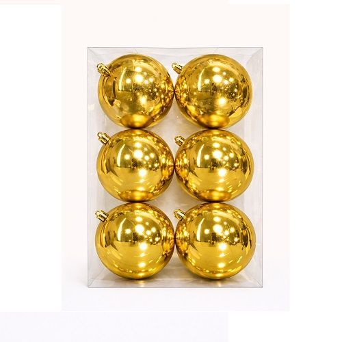 BOLA DE NATAL DOURADA BRILHANTE 10CM X6