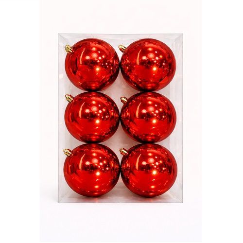 BOLA DE NATAL VERMELHO BRILHANTE 10CM X6