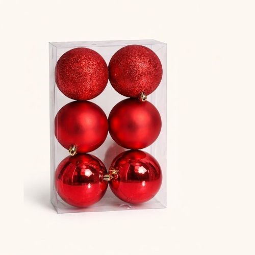 BOLA DE NATAL VERMELHA MISTA 8CM X6