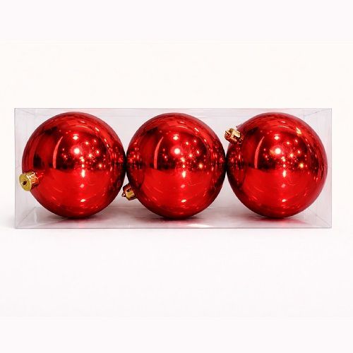 BOLA DE NATAL VERMELHA 15CM X3