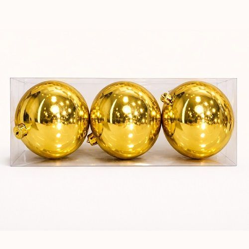 BOLA DE NATAL 15CM DOURADO X3