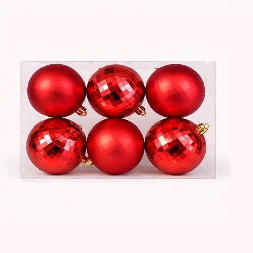 BOLA DE NATAL MISTA VERMELHA 8CM X6