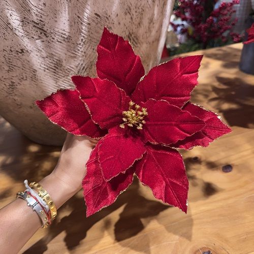POINSETIA VERMELHO C/GLITTER X9 27X20CM
