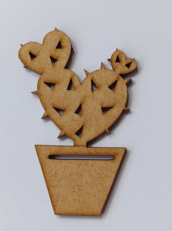 APLIQUE VASO CACTO EM MDF 3MM. CORTE A LASER