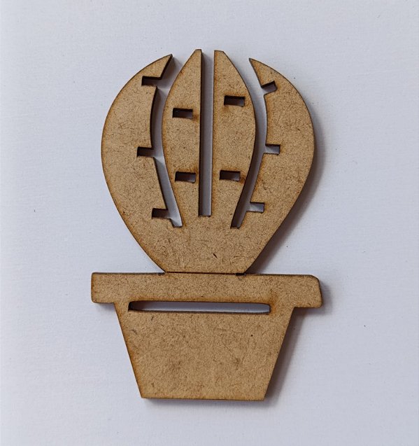 APLIQUE VASO CACTO EM MDF 3MM. CORTE A LASER