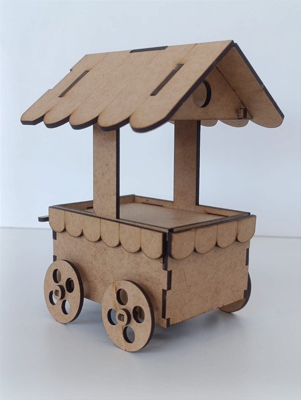 CARRINHO DE PIPOCA EM MDF CRU 3MM. CORTE A LASER.