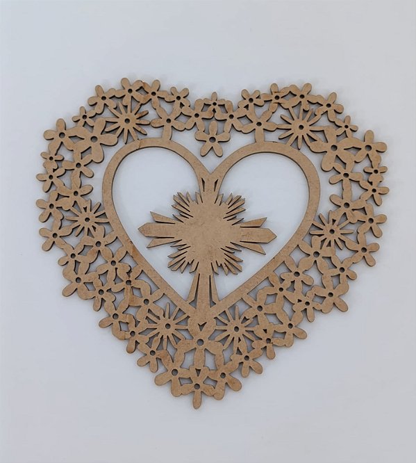 MANDALA Nº 3 CORAÇÃO EM MDF CRU 3MM. CORTE A LASER.