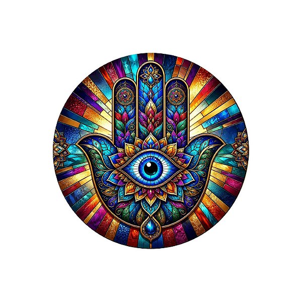 MANDALA - MÃO DE FÁTIMA- Arte Estilo Vitral