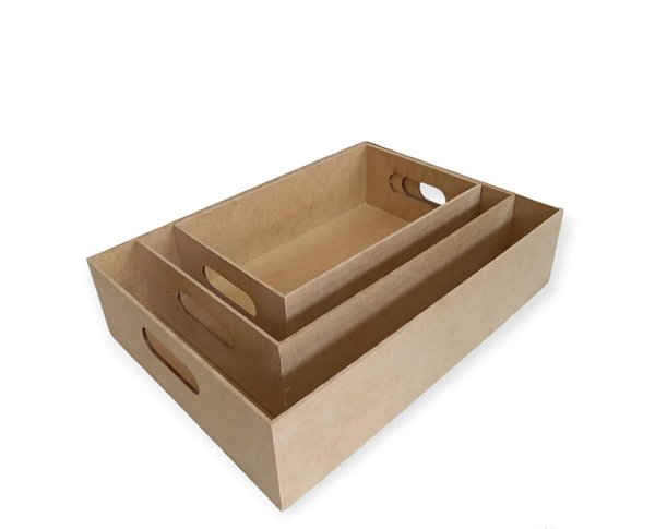 BANDEJA RETANGULAR COM PEGADOR EM MDF 3MM P/M/G