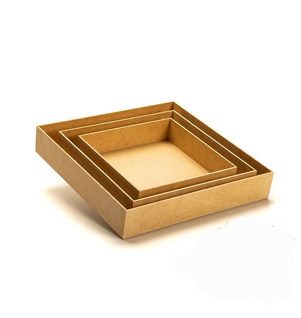 BANDEJA EM MDF 3MM LISA QUADRADA P/M/G