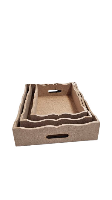 BANDEJA RETANGULAR ONDULADA EM MDF 6 MM P/M/G