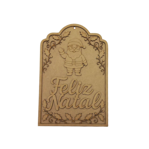 Quadro MDF Feliz Natal com Papai Noel