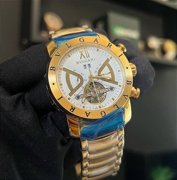Relógio Fashion Luxo Masculino Modelo SKU BVLG900 - Bvlgari Iron Man