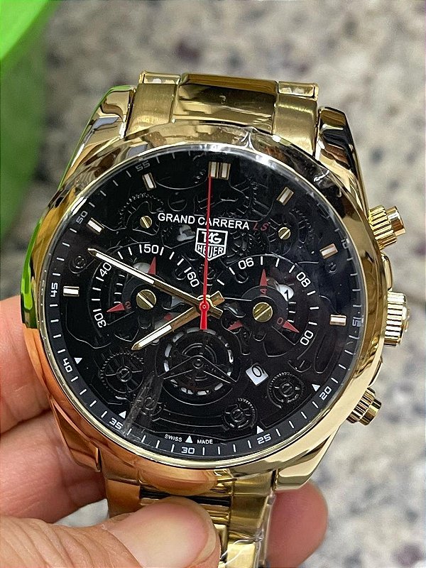Relógio Executivo Luxo Masculino Modelo SKU TAGH1600 - T. H. Grand Carrera Skeleton