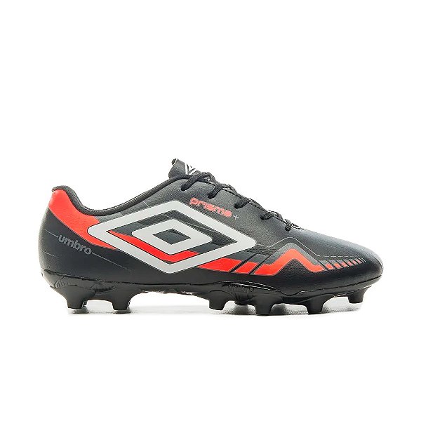 Chuteira Umbro Campo Prisma+ Infantil Preto Vermelho