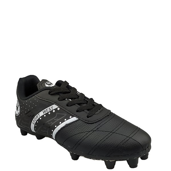 Chuteira Campo Sport West 1103 Unissex Preto Preto Branco
