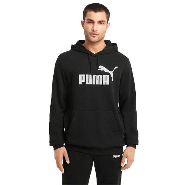 Casaco Moletom Puma Essentials Canguru Preto Branco