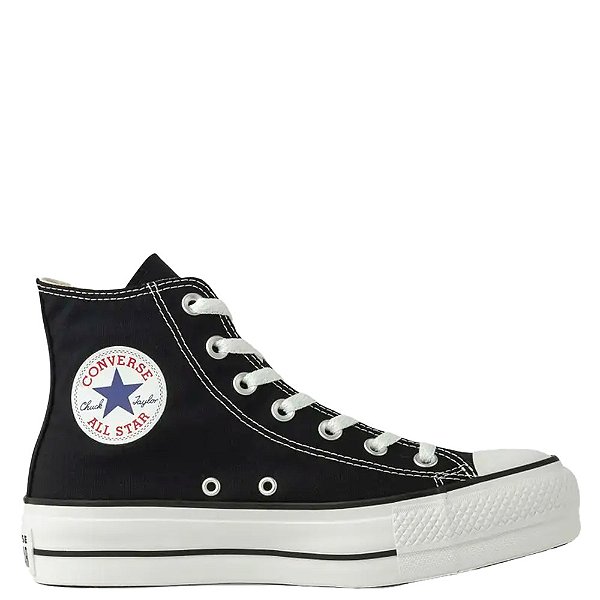 Tênis Converse All Star Chuck Taylor Plataforma Hi Feminino Preto Branco