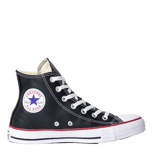 Tênis Converse All Star New Malden Hi Couro Unissex Preto Branco Vermelho