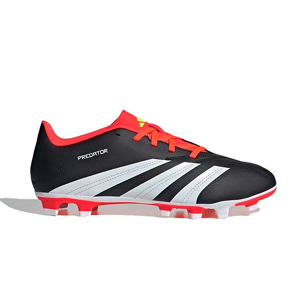 Chuteira Adidas Predator Club Campo Masculina Preto Branco Laranja