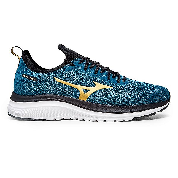 Tênis Mizuno Cool Ride Masculino Azul Petróleo Dourado