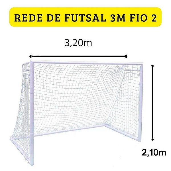 Rede de Futsal Fabio Sport 3,20 x 2,10 M Fio 2mm Nylon