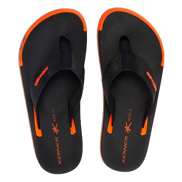 Chinelo Kenner Kick.S Arrow Masculino Preto Laranja