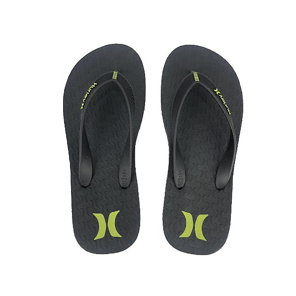 Chinelo Hurley Icon HU0002 Preto Preto Verde