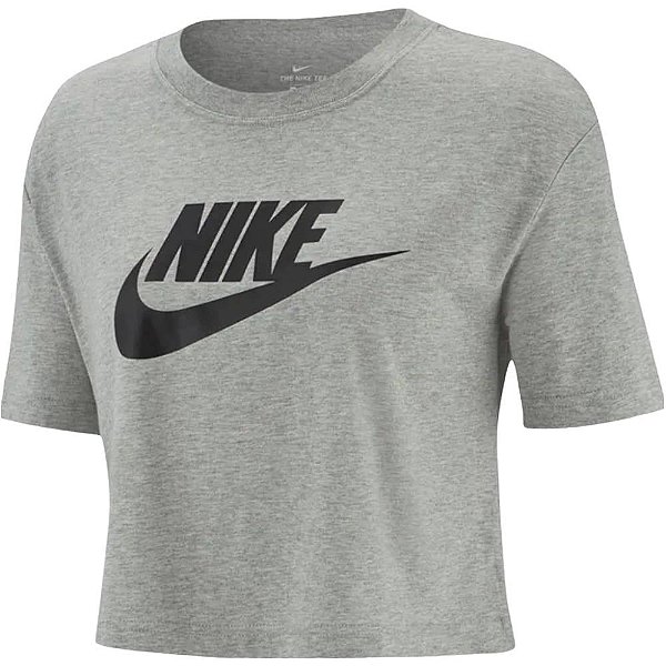 Camiseta Cropped Nike Essential Icon Futura Cinza