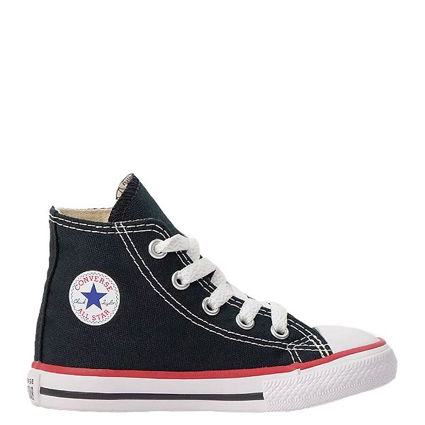 Tênis Converse All Star Chuck Taylor Cano Alto Infantil Preto Vermelho