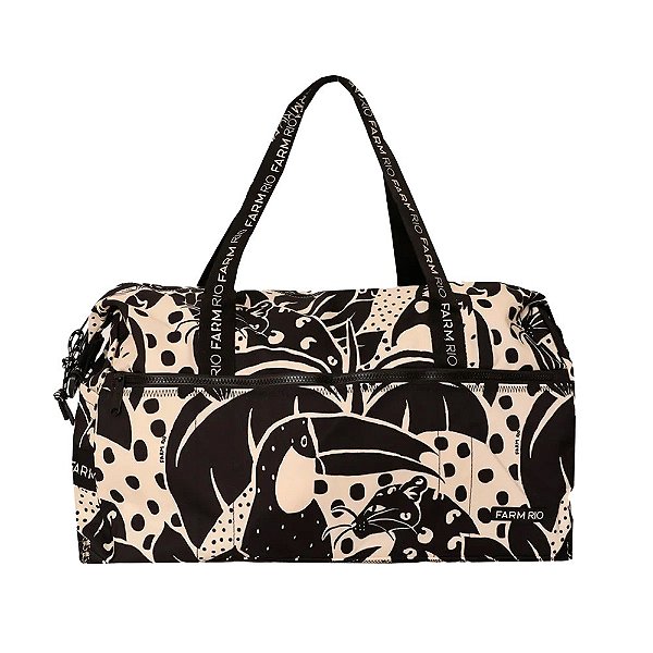 Bolsa Farm Findi Borogodó Bichos na Floresta Preto Off White