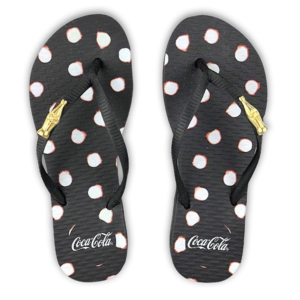 Chinelo Coca Cola Mix Poa 23/24 Feminino Preto Preto