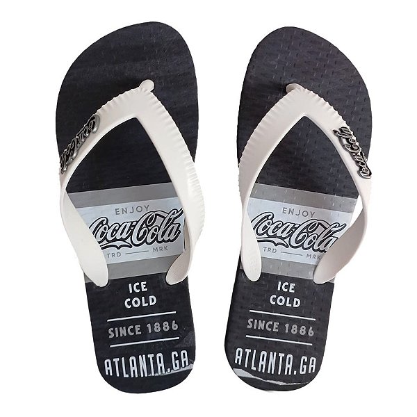 Chinelo Coca Cola Atlanta Bands 24/25 Masculino Preto Branco