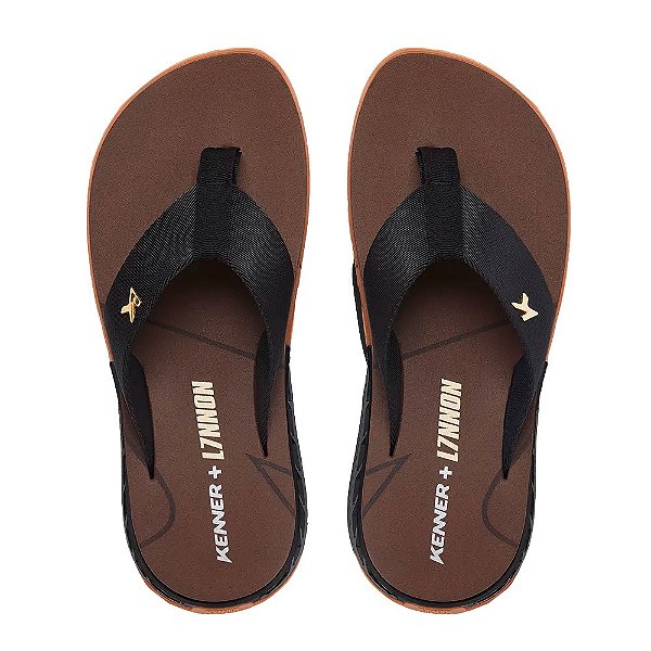 Chinelo Kenner Rakka L7 Masculino Marrom Preto