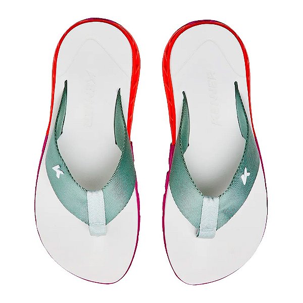 Chinelo Kenner Rakka Feminino Branco Pink Laranja