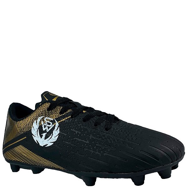 Chuteira Sport West Campo Masculina Preto Dourado