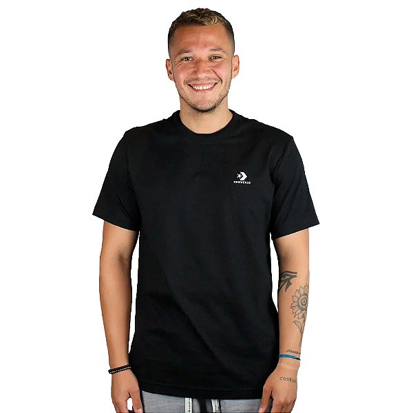 Camisa Converse Go-To Embroidered Star Masculina Preto Branco