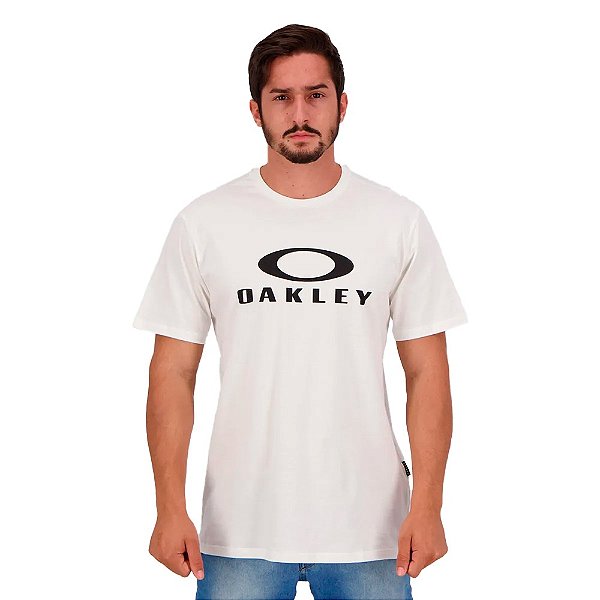 Camisa Oakley Mod Bark SS Masculina Branco Preto