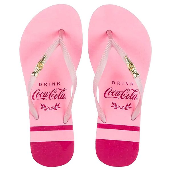 Chinelo Coca Cola Streifen CC4143 Feminino Rosa Claro