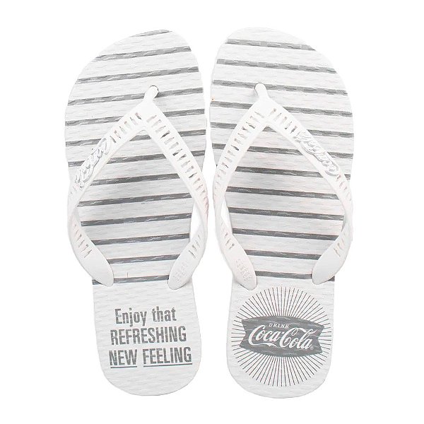 Chinelo Coca Cola Celebration Masculino Branco Prata