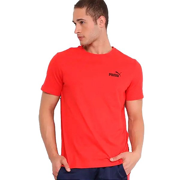 Camisa Puma Essential Small Logo Masculina Vermelho Branco